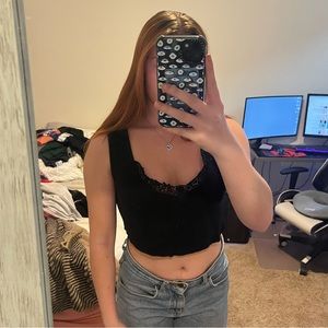 ralph lauren black lace tank